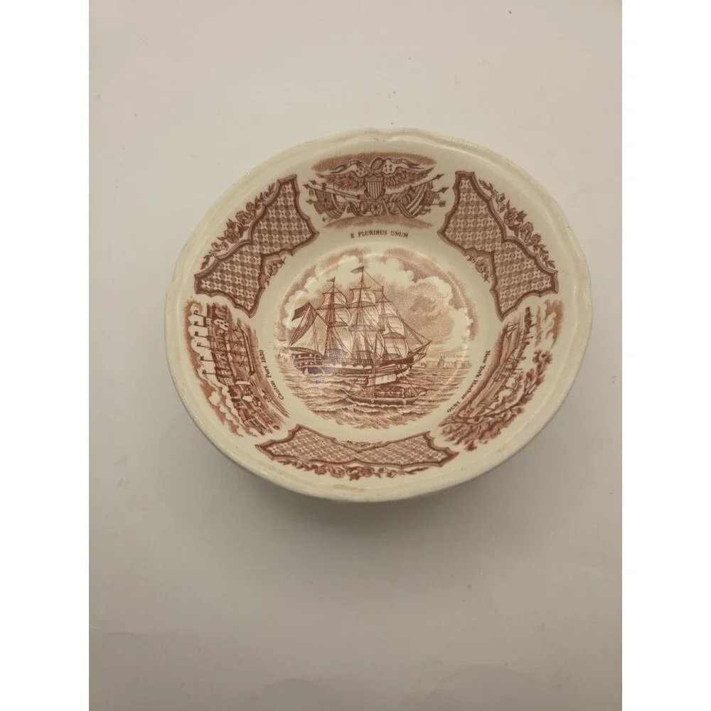 Vintage Alfred Meakin Fair Winds Brown Transferware Fruit Bowl – 5.25″ Stafford